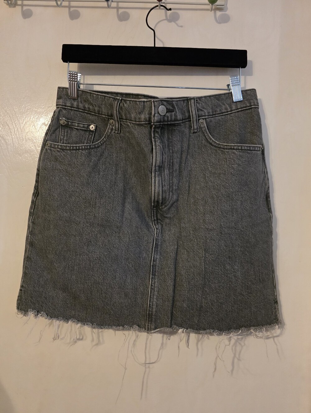 Lucky Brand Gray Denim Mini Skirt with Raw Hem